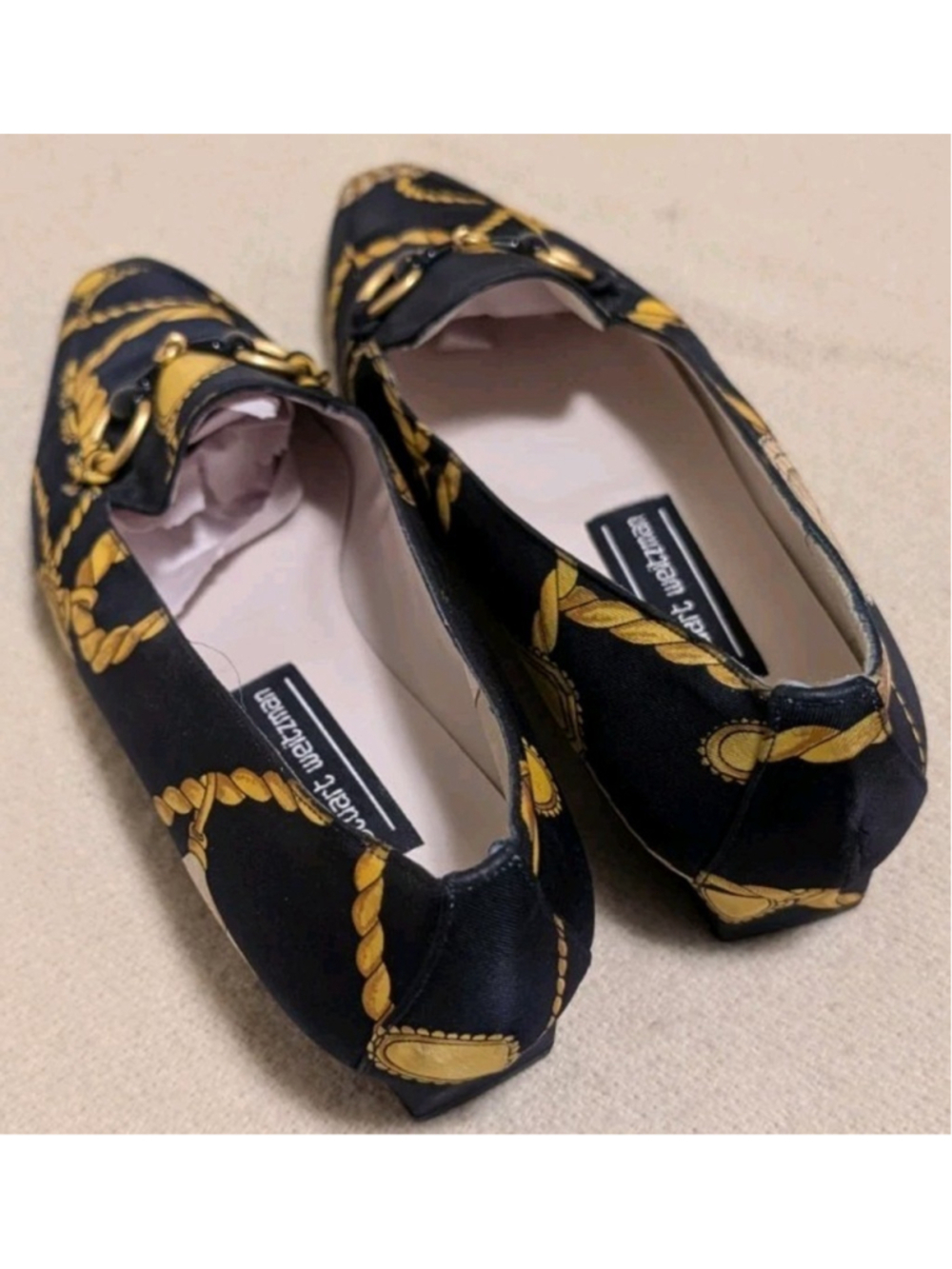 Rare Stuart Weitzman Womens 7W Bit Loafers Shell Rope Nautical Print Limited S12 - Picture 3 of 7